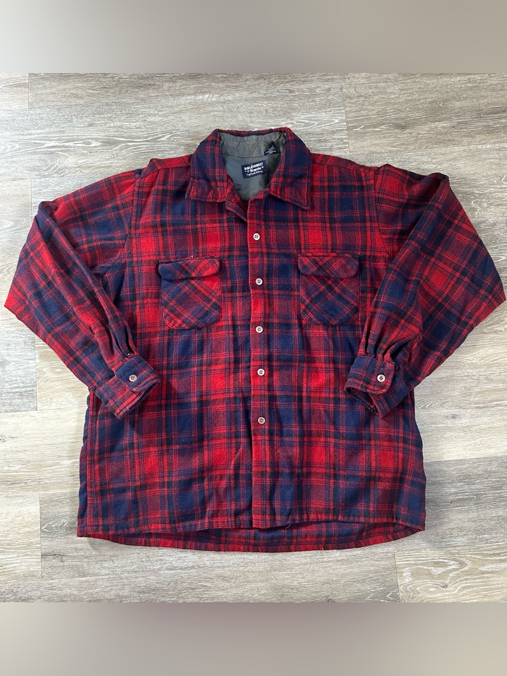 Men’s Wool O The West Styled By Brewster Wool Blend Red And Blue Flannel Sz Xl